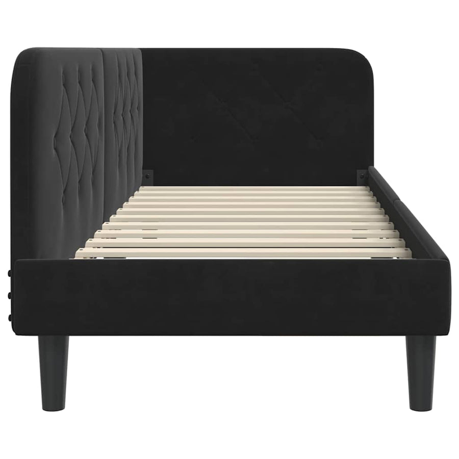 Hoekbedframe met hoofdeinde Zwart 80 x 200 cm Fluweel