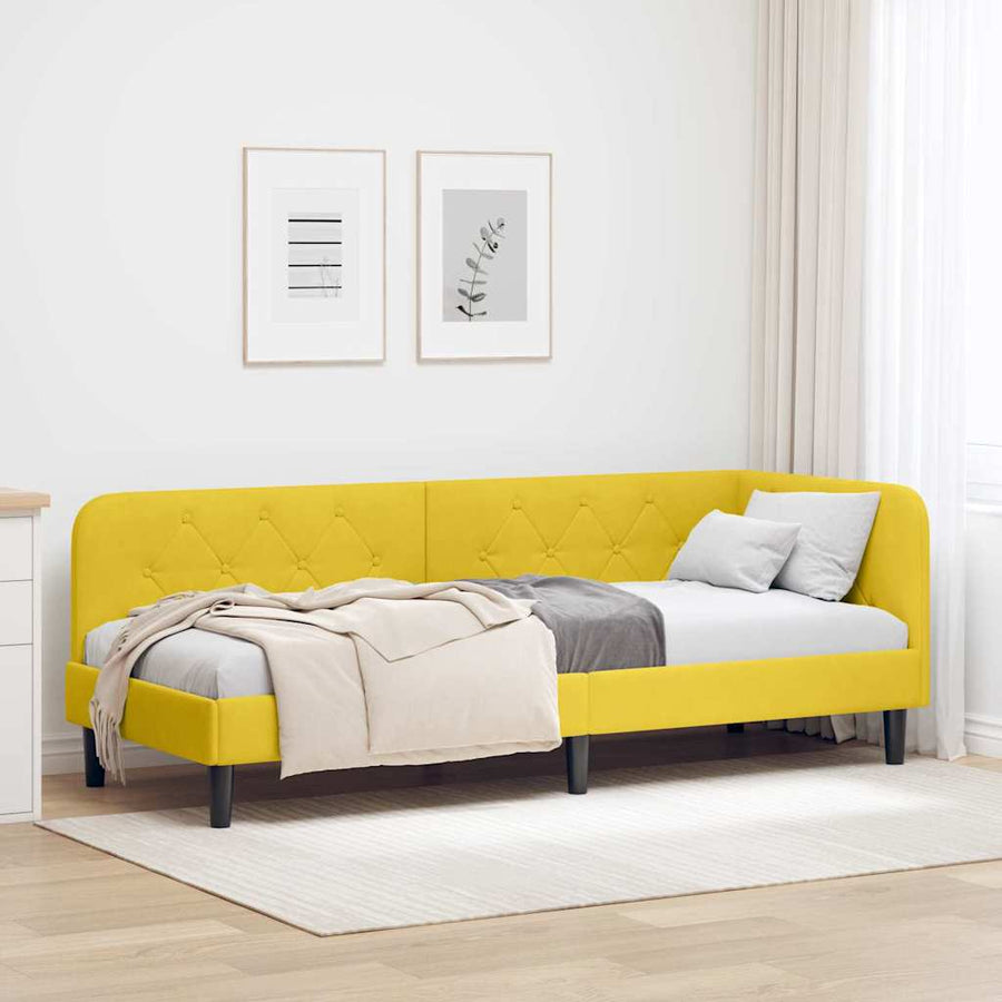 Hoekbedframe met hoofdeinde Geel 80 x 200 cm Fluweel