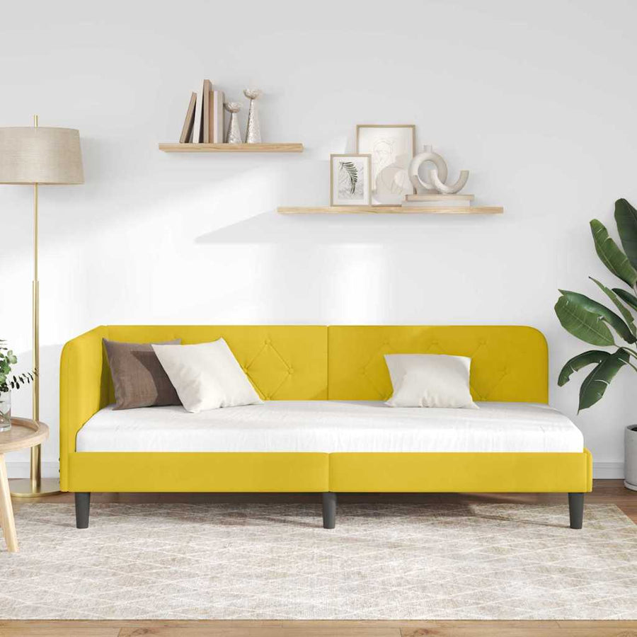Hoekbedframe met hoofdeinde Geel 80 x 200 cm Fluweel