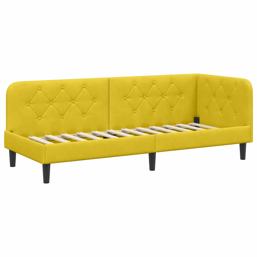 Hoekbedframe met hoofdeinde Geel 80 x 200 cm Fluweel