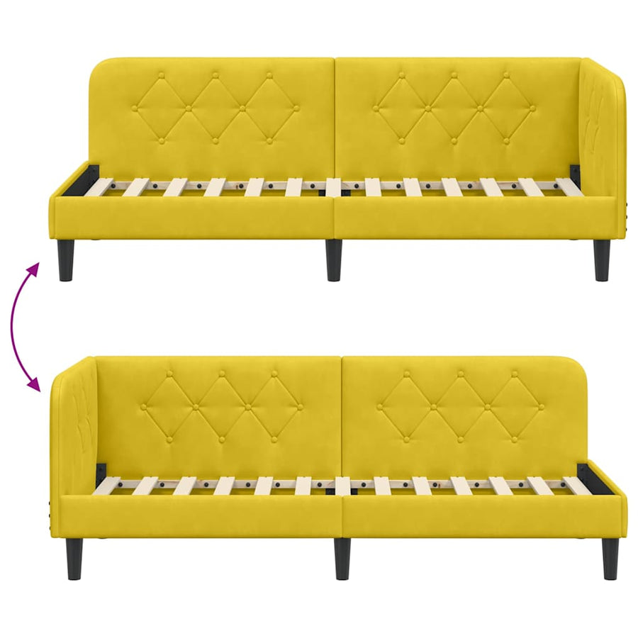 Hoekbedframe met hoofdeinde Geel 80 x 200 cm Fluweel