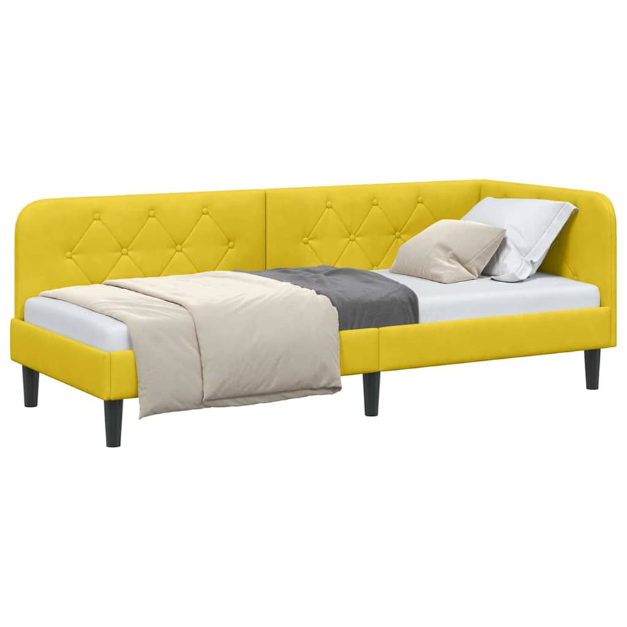 Hoekbedframe met hoofdeinde Geel 80 x 200 cm Fluweel