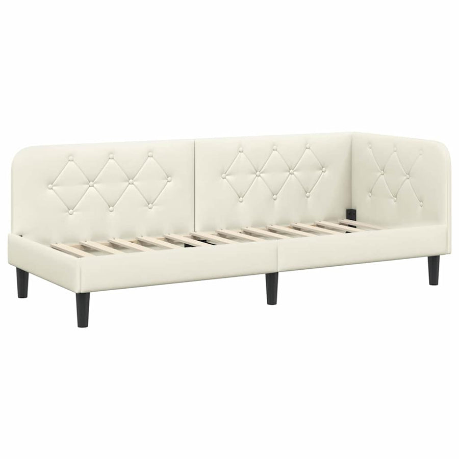 Hoekbedframe met hoofdeinde Crème 80 x 200 cm Fluweel