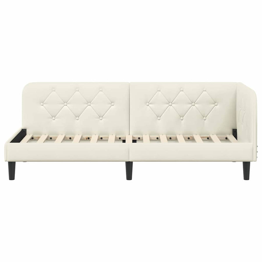 Hoekbedframe met hoofdeinde Crème 80 x 200 cm Fluweel