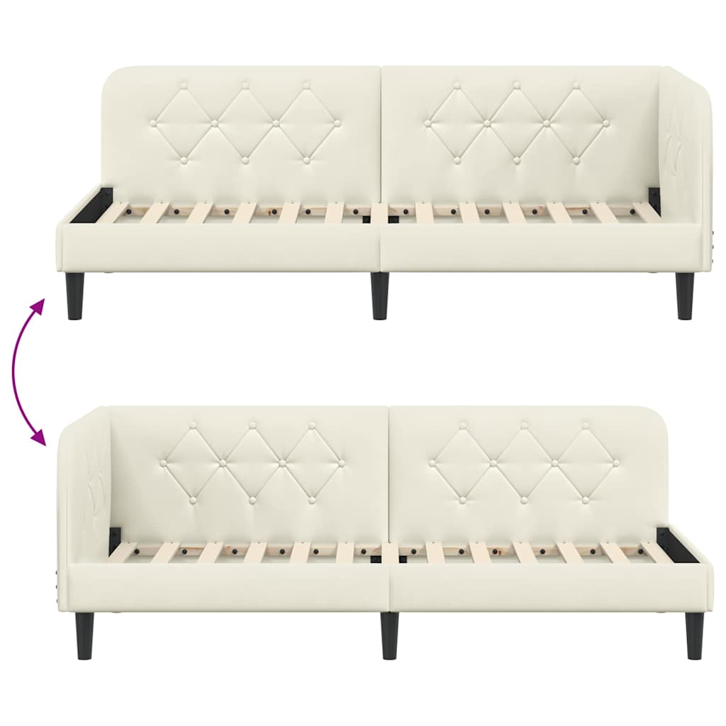 Hoekbedframe met hoofdeinde Crème 80 x 200 cm Fluweel