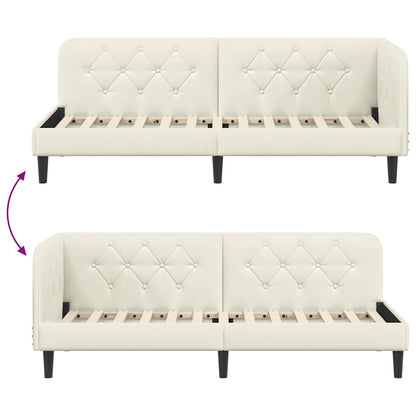 Hoekbedframe met hoofdeinde Crème 80 x 200 cm Fluweel