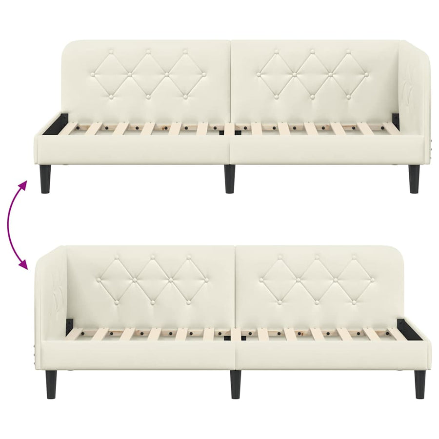 Hoekbedframe met hoofdeinde Crème 80 x 200 cm Fluweel