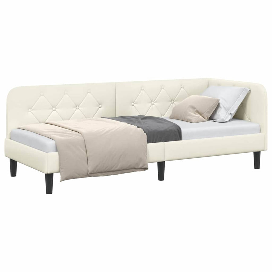 Hoekbedframe met hoofdeinde Crème 80 x 200 cm Fluweel