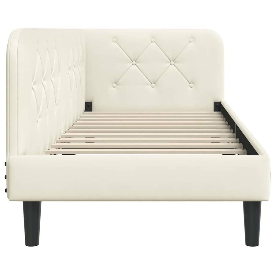 Hoekbedframe met hoofdeinde Crème 80 x 200 cm Fluweel