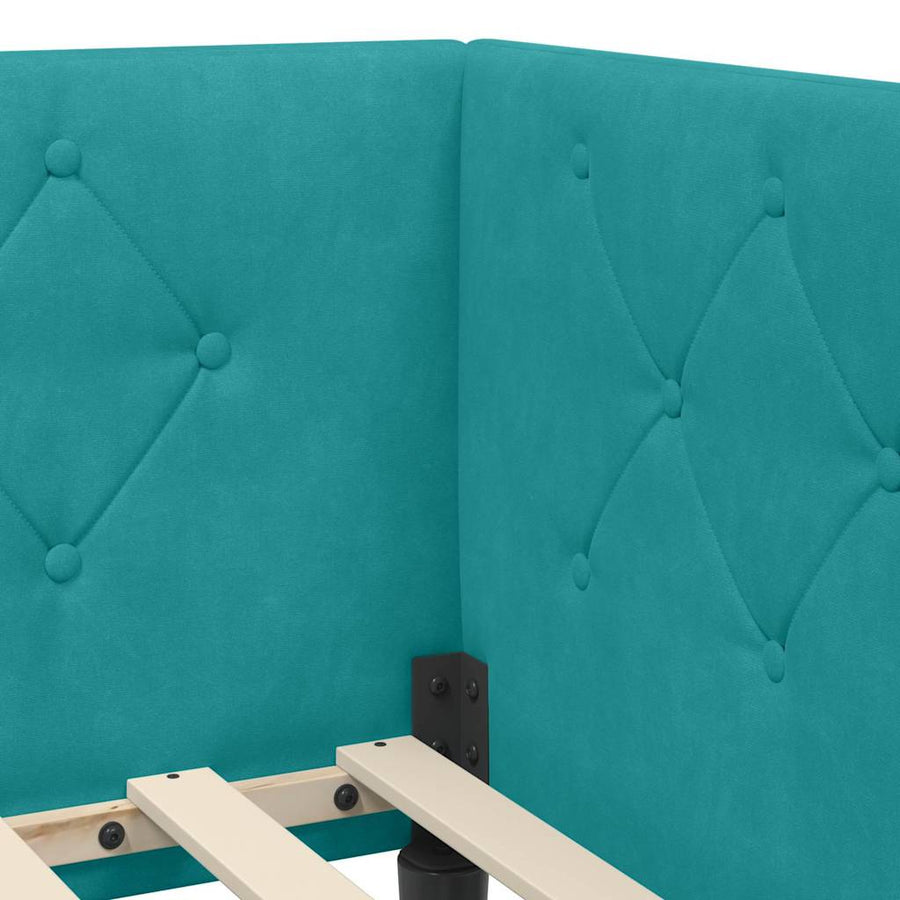 Hoekbedframe met hoofdeinde Turquoise 80 x 200 cm Fluweel