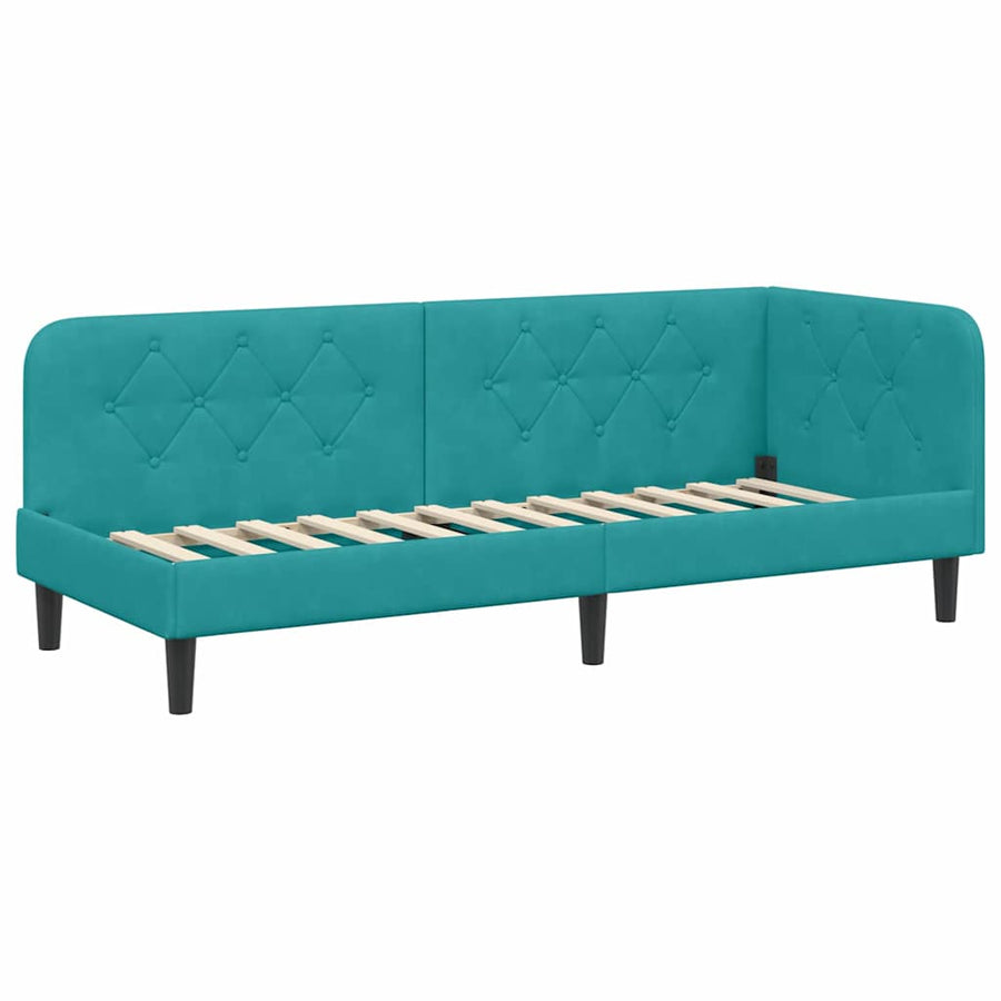 Hoekbedframe met hoofdeinde Turquoise 80 x 200 cm Fluweel