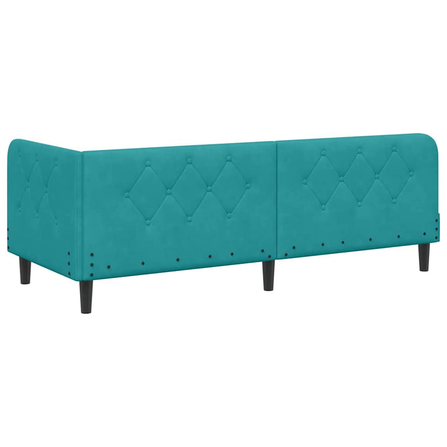 Hoekbedframe met hoofdeinde Turquoise 80 x 200 cm Fluweel