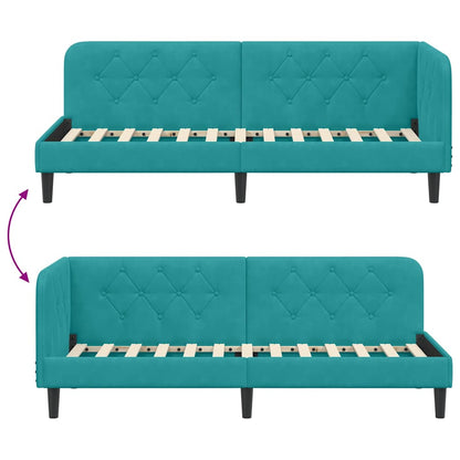 Hoekbedframe met hoofdeinde Turquoise 80 x 200 cm Fluweel