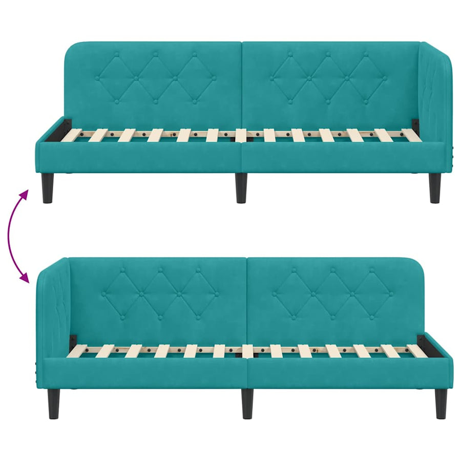 Hoekbedframe met hoofdeinde Turquoise 80 x 200 cm Fluweel