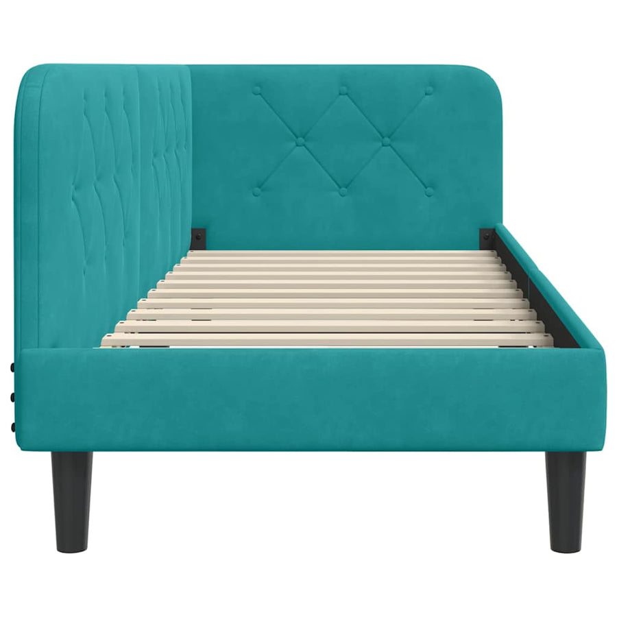 Hoekbedframe met hoofdeinde Turquoise 80 x 200 cm Fluweel
