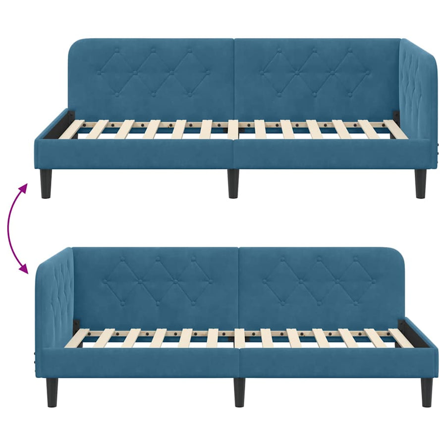 Hoekbedframe met hoofdeinde Blauw 90 x 190 cm Fluweel