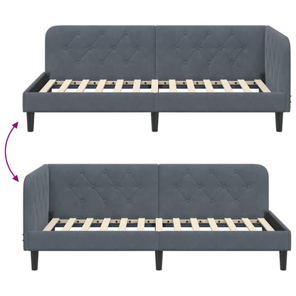Hoekbedframe met hoofdeinde Donkergrijs 90 x 190 cm Fluweel