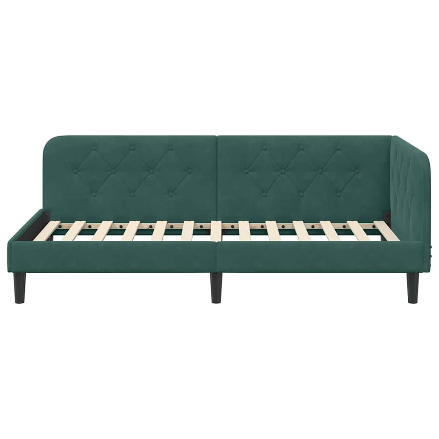 Hoekbedframe met hoofdeinde Donkergroen 90 x 190 cm Fluweel