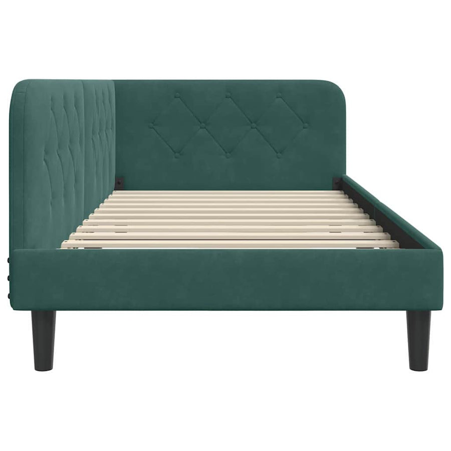 Hoekbedframe met hoofdeinde Donkergroen 90 x 190 cm Fluweel