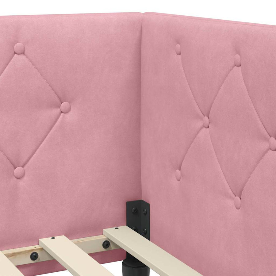 Hoekbedframe met hoofdeinde Roze 90 x 190 cm Fluweel
