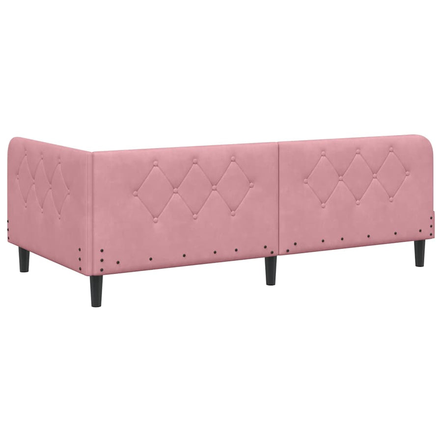 Hoekbedframe met hoofdeinde Roze 90 x 190 cm Fluweel