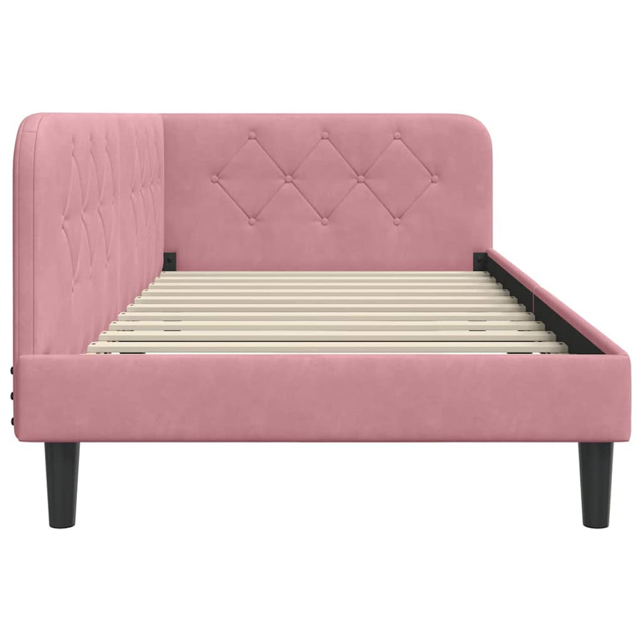 Hoekbedframe met hoofdeinde Roze 90 x 190 cm Fluweel