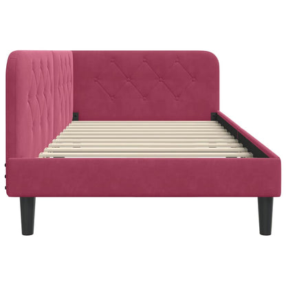 Hoekbedframe met hoofdeinde Wijnrood 90 x 190 cm Fluweel