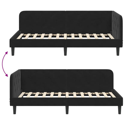 Hoekbedframe met hoofdeinde Zwart 90 x 190 cm Fluweel