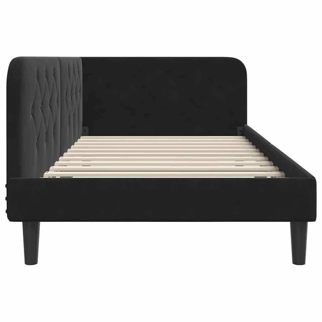 Hoekbedframe met hoofdeinde Zwart 90 x 190 cm Fluweel