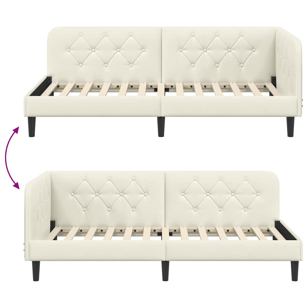 Hoekbedframe met hoofdeinde Crème 90 x 190 cm Fluweel