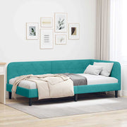 Hoekbedframe 194x94x72 cm turquoise fluweel