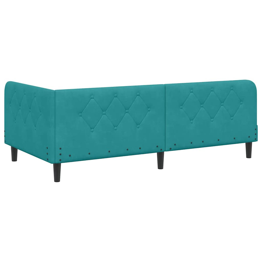 Hoekbedframe met hoofdeinde Turquoise 90 x 190 cm Fluweel