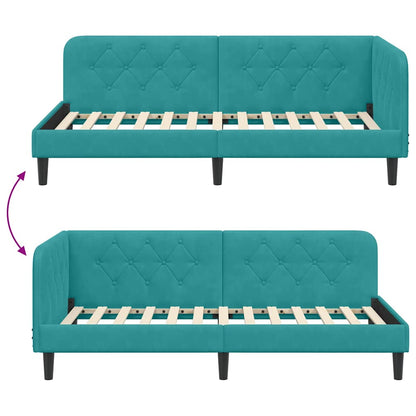 Hoekbedframe met hoofdeinde Turquoise 90 x 190 cm Fluweel