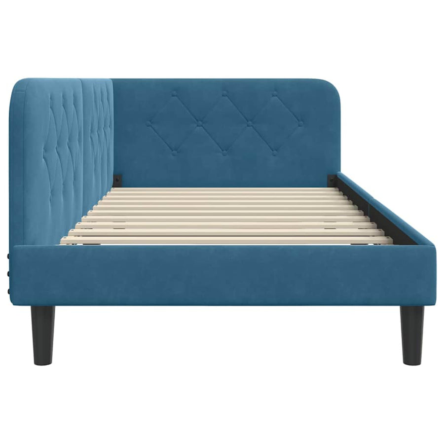Hoekbedframe met hoofdeinde Blauw 90 x 200 cm Fluweel