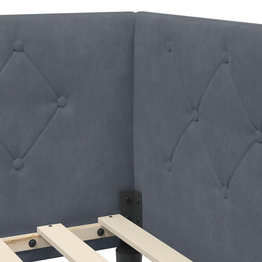 Hoekbedframe met hoofdeinde Donkergrijs 90 x 200 cm Fluweel