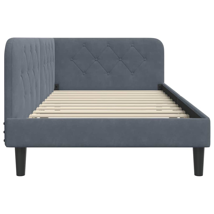 Hoekbedframe met hoofdeinde Donkergrijs 90 x 200 cm Fluweel