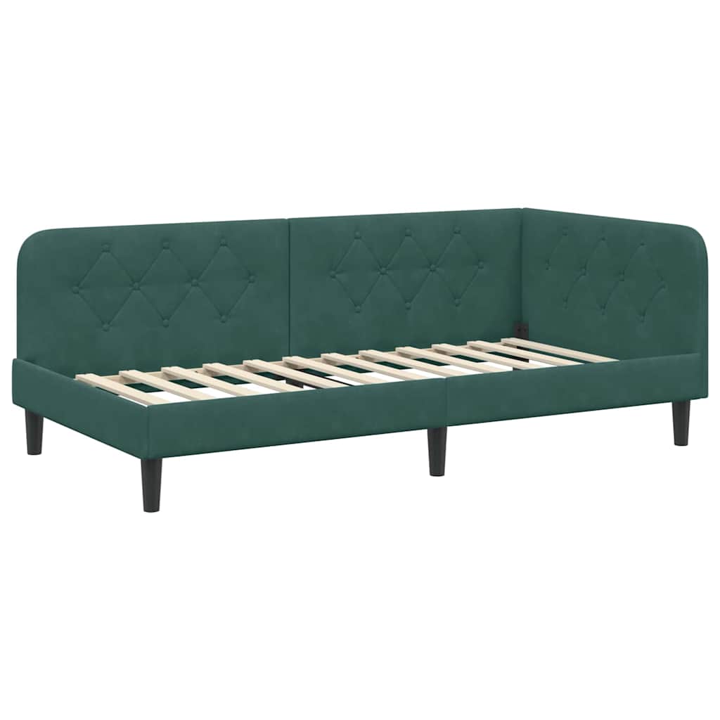 Hoekbedframe met hoofdeinde Donkergroen 90 x 200 cm Fluweel