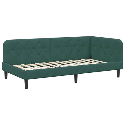 Hoekbedframe met hoofdeinde Donkergroen 90 x 200 cm Fluweel