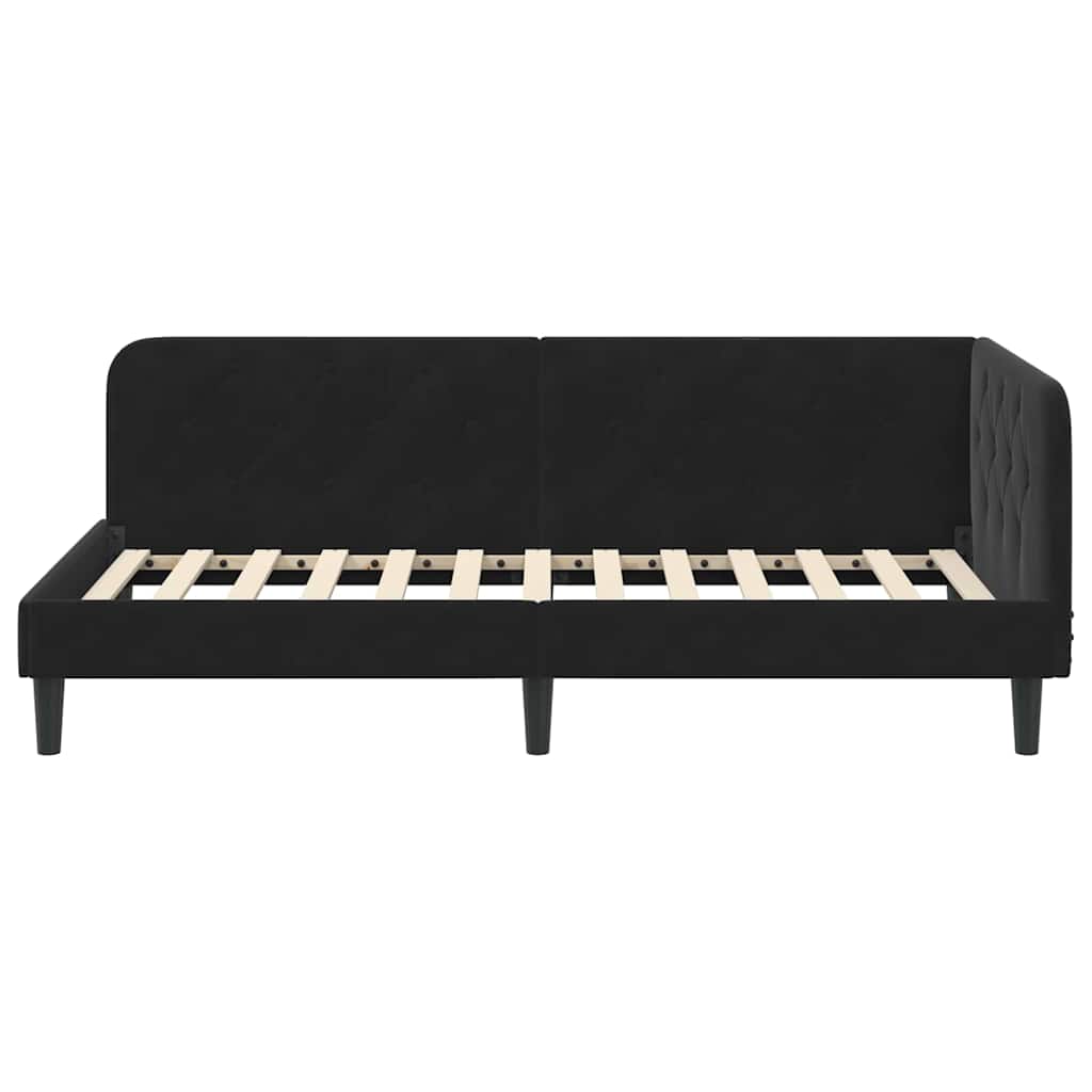 Hoekbedframe met hoofdeinde Zwart 90 x 200 cm Fluweel