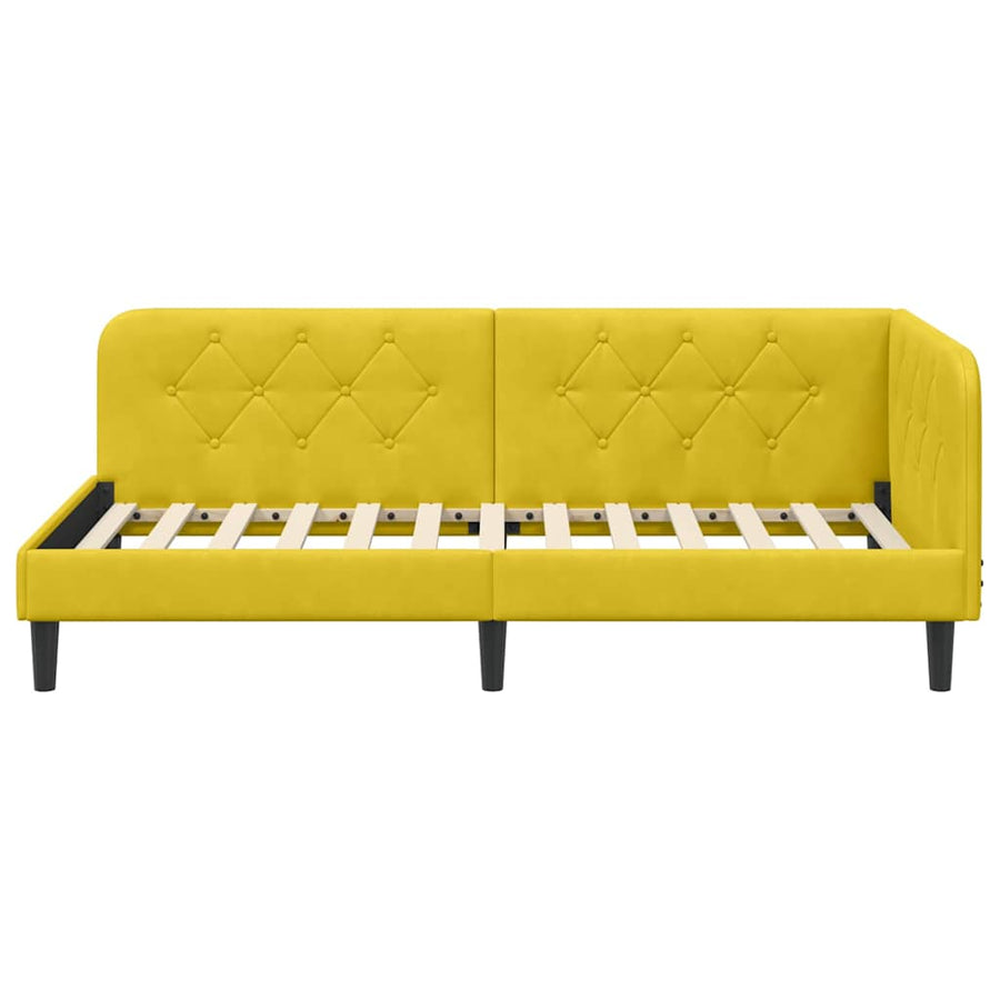 Hoekbedframe met hoofdeinde Geel 90 x 200 cm Fluweel