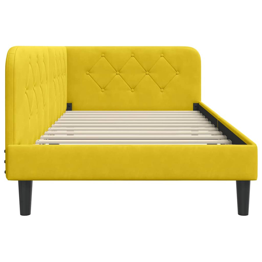 Hoekbedframe met hoofdeinde Geel 90 x 200 cm Fluweel
