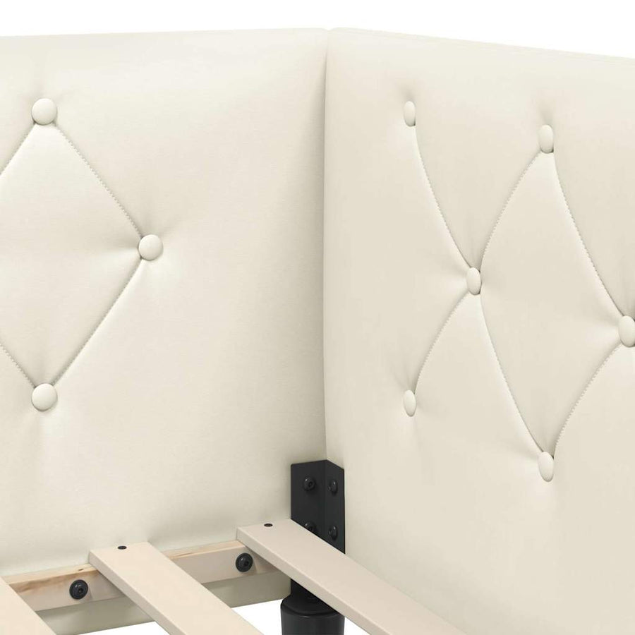 Hoekbedframe met hoofdeinde Crème 90 x 200 cm Fluweel