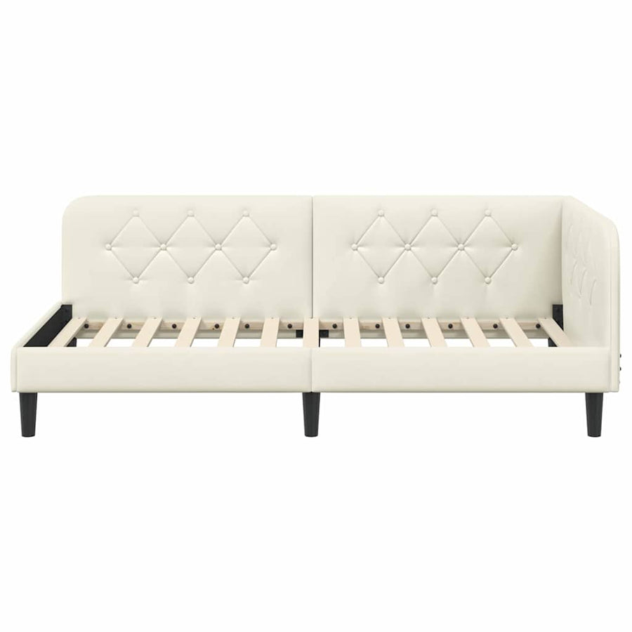 Hoekbedframe met hoofdeinde Crème 90 x 200 cm Fluweel