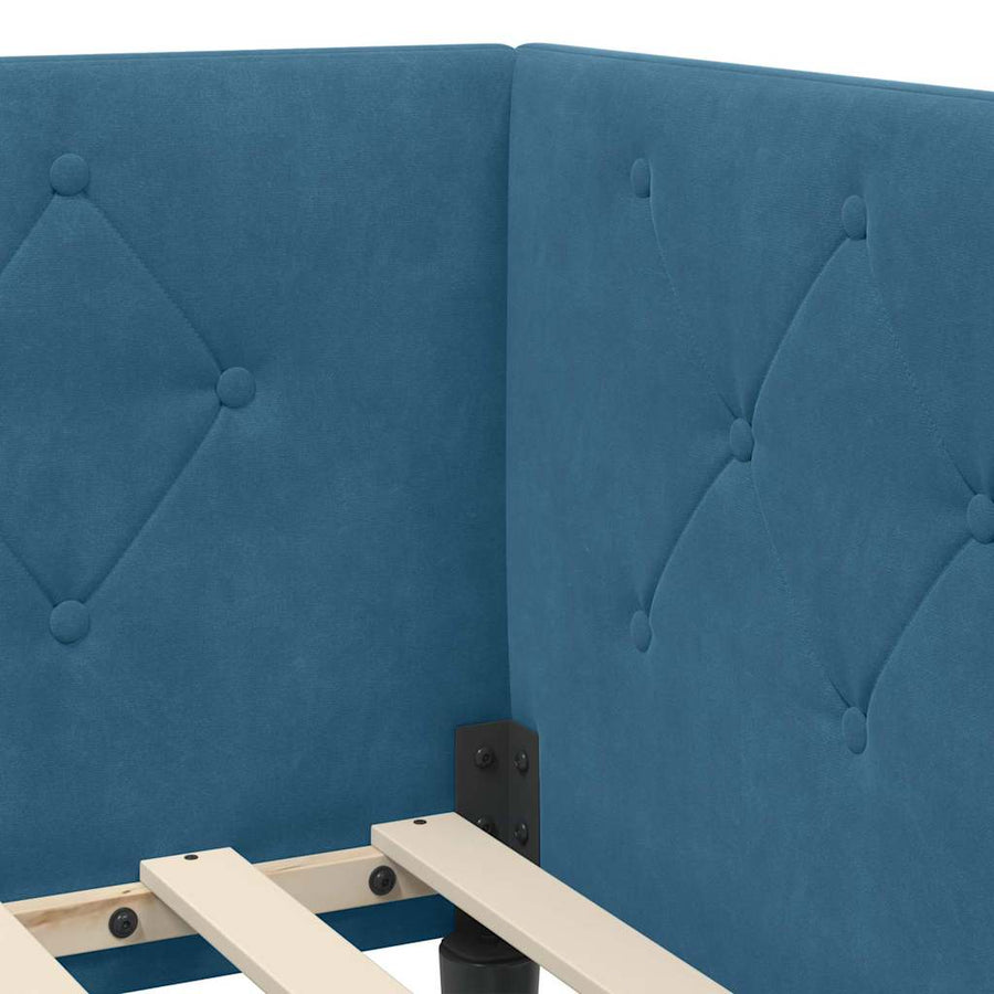 Hoekbedframe met hoofdeinde Blauw 100 x 200 cm Fluweel