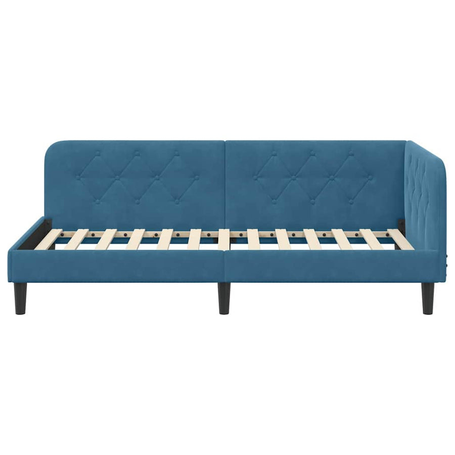 Hoekbedframe met hoofdeinde Blauw 100 x 200 cm Fluweel