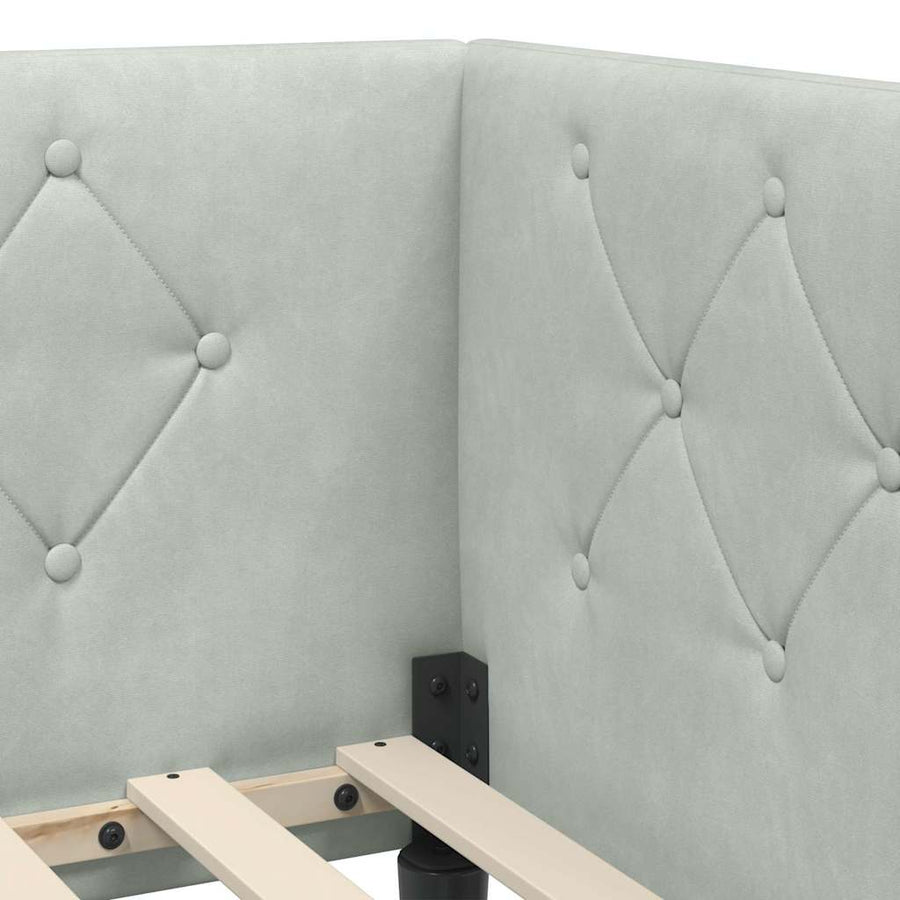 Hoekbedframe met hoofdeinde Lichtgrijs 100 x 200 cm Fluweel