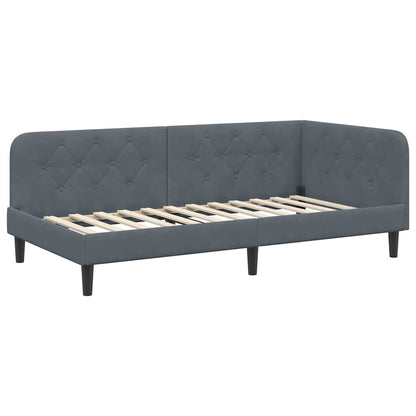 Hoekbedframe met hoofdeinde Donkergrijs 100 x 200 cm Fluweel