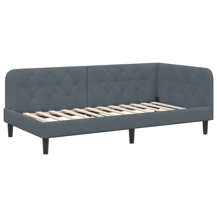 Hoekbedframe met hoofdeinde Donkergrijs 100 x 200 cm Fluweel
