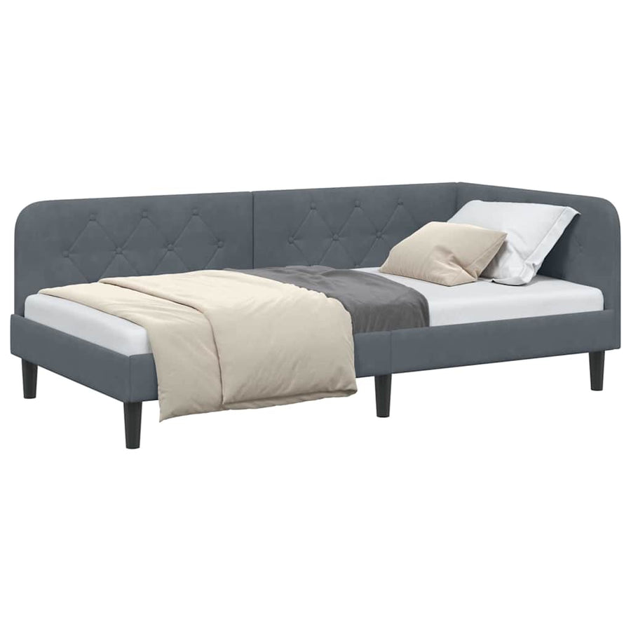 Hoekbedframe met hoofdeinde Donkergrijs 100 x 200 cm Fluweel