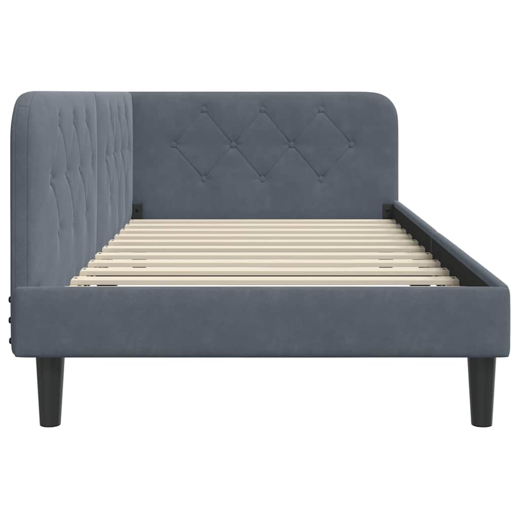 Hoekbedframe met hoofdeinde Donkergrijs 100 x 200 cm Fluweel